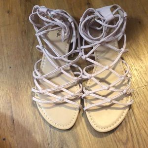Light pink tie up sandals